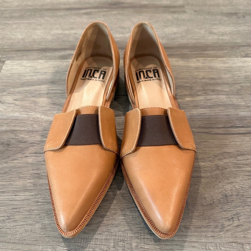 Fortress of Inca Michelle Tan Leather dOrsay Pointed Toe Flats Peru Size 7
